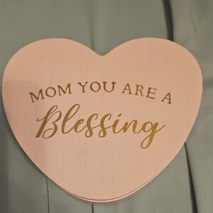Pink Heart-Shaped Plaque with Gold Text